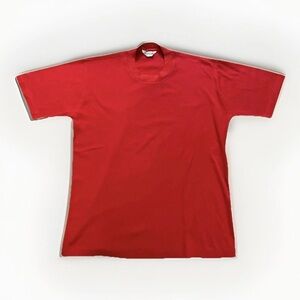 Red Solid Knit T Shirt Men Medium Crew Neck Single Stitch VTG